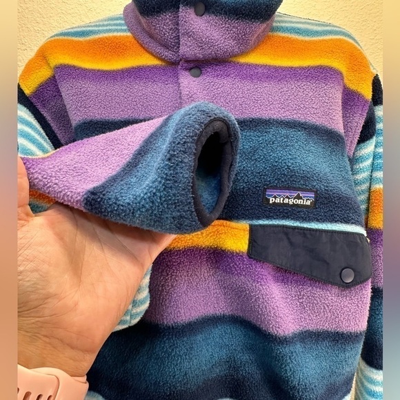 Patagonia sweater lightweight synchilla snap-t fleece-fitz stripe/navy blue - Picture 6 of 9